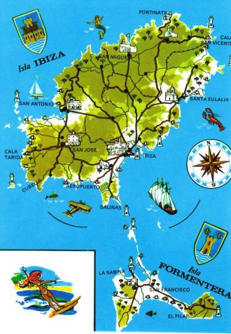 Ibiza Island Mapp Postcard